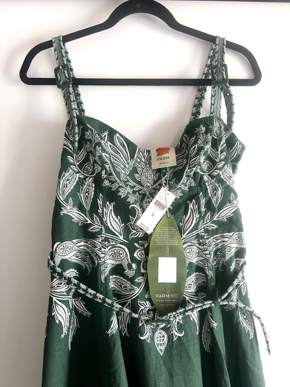 FARM Rio Miranda belted printed linen-blend maxi dress Size Medium NWT - Picture 6 of 16